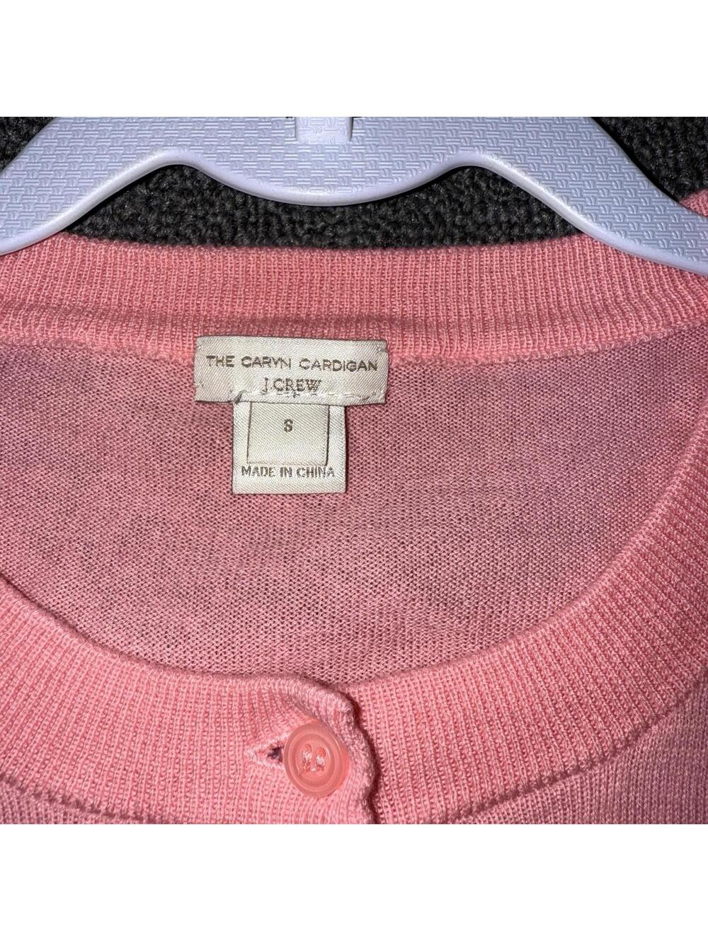 J. Crew Caryn Cardigan S Pink Cotton Stretch Soft Neutral Office Casual Preppy - Picture 3 of 7